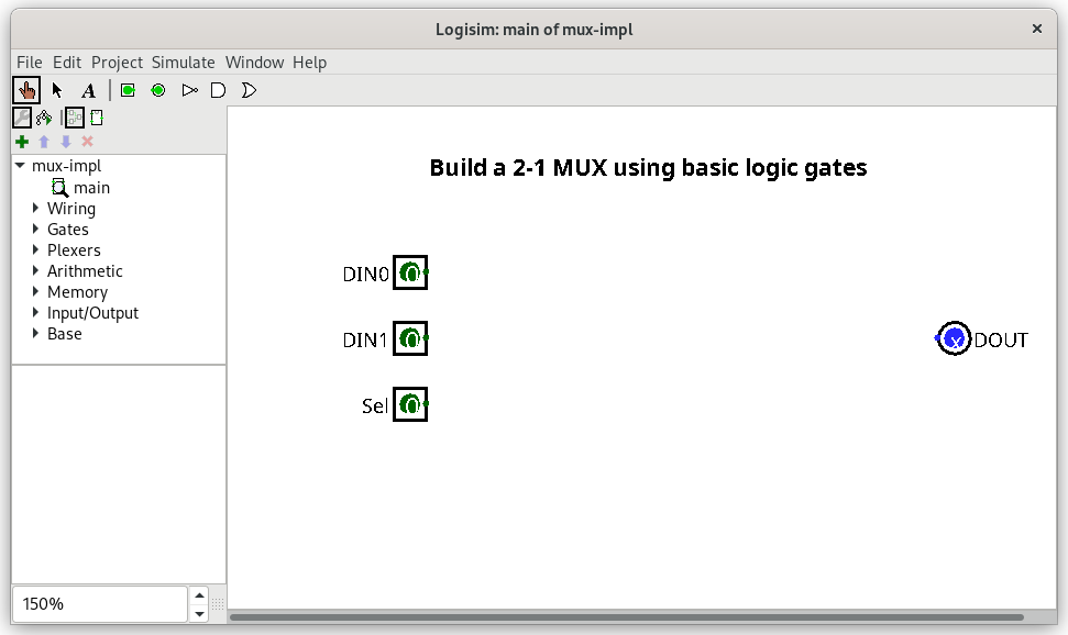 logisim window with the empty multiplexer circuit