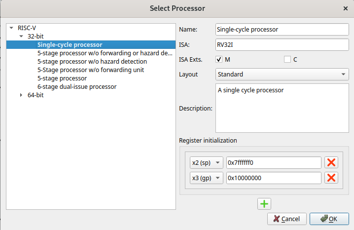 Select single cycle processor